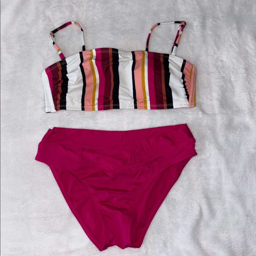 Kona Sol Pink Striped Bikini